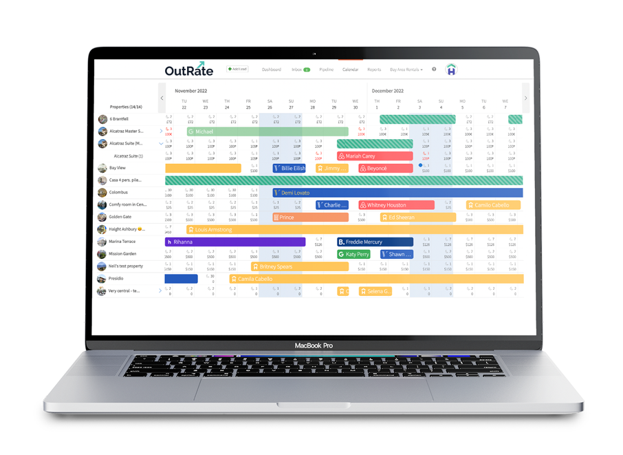 Outrate booking calendar